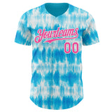 Custom Tie Dye Pink-White Shibori Pattern Authentic Baseball Jersey