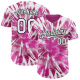 Custom Tie Dye White-Black Shibori Pattern Authentic Baseball Jersey