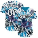 Custom Tie Dye White-Black Shibori Pattern Authentic Baseball Jersey