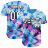 Custom Tie Dye White-Black Shibori Pattern Authentic Baseball Jersey