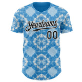 Custom Tie Dye Black-White Shibori Pattern Authentic Baseball Jersey
