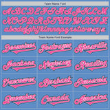 Custom Powder Blue Pink-Black Authentic Two Tone Baseball Jersey
