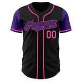 Custom Black Purple-Pink Authentic Two Tone Baseball Jersey