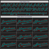 Custom Black Teal-Red Authentic Two Tone Baseball Jersey