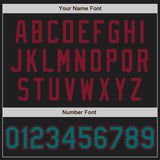 Custom Black Teal-Crimson Authentic Two Tone Baseball Jersey