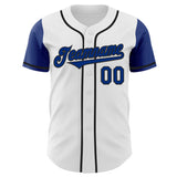 Custom White Royal-Black Authentic Two Tone Baseball Jersey