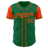 Custom Kelly Green Orange Authentic Two Tone Baseball Jersey