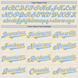 Custom Cream Light Blue White-Gold Authentic Two Tone Baseball Jersey