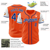 Custom Orange Royal-White Authentic Two Tone Baseball Jersey