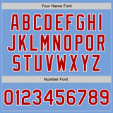 Custom Light Blue Red-White Authentic Two Tone Baseball Jersey