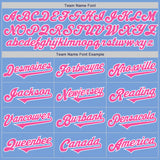 Custom Light Blue Pink-White Authentic Two Tone Baseball Jersey