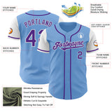 Custom Light Blue Purple-White Authentic Two Tone Baseball Jersey