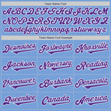 Custom Light Blue Purple-White Authentic Two Tone Baseball Jersey