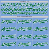 Custom Light Blue Kelly Green-White Authentic Two Tone Baseball Jersey