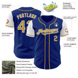 Custom Royal Old Gold-White Authentic Two Tone Baseball Jersey