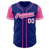 Custom Royal Pink-White Authentic Two Tone Baseball Jersey
