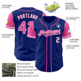 Custom Royal Pink-White Authentic Two Tone Baseball Jersey