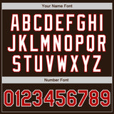 Custom Brown Red-White Authentic Two Tone Baseball Jersey