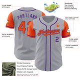 Custom Gray Orange-Purple Authentic Two Tone Baseball Jersey