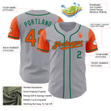 Custom Gray Orange-Kelly Green Authentic Two Tone Baseball Jersey