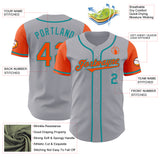 Custom Gray Orange-Teal Authentic Two Tone Baseball Jersey