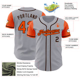 Custom Gray Orange-Brown Authentic Two Tone Baseball Jersey