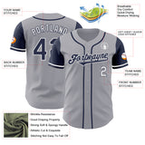 Custom Gray Navy-White Authentic Two Tone Baseball Jersey