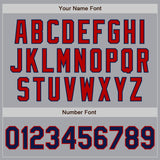 Custom Gray Navy-Red Authentic Two Tone Baseball Jersey