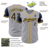 Custom Gray Navy-Gold Authentic Two Tone Baseball Jersey