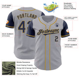 Custom Gray Navy-Old Gold Authentic Two Tone Baseball Jersey