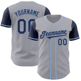 Custom Gray Navy-Light Blue Authentic Two Tone Baseball Jersey