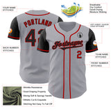 Custom Gray Black-Red Authentic Two Tone Baseball Jersey
