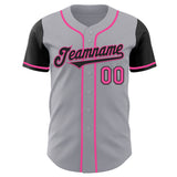 Custom Gray Black-Pink Authentic Two Tone Baseball Jersey