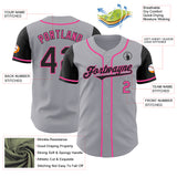 Custom Gray Black-Pink Authentic Two Tone Baseball Jersey
