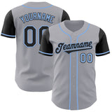 Custom Gray Black-Light Blue Authentic Two Tone Baseball Jersey