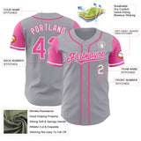 Custom Gray Pink-White Authentic Two Tone Baseball Jersey