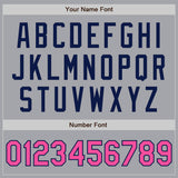 Custom Gray Pink-Navy Authentic Two Tone Baseball Jersey