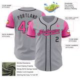 Custom Gray Pink-Black Authentic Two Tone Baseball Jersey