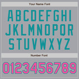 Custom Gray Pink-Teal Authentic Two Tone Baseball Jersey
