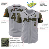 Custom Gray Olive-Black Authentic Two Tone Baseball Jersey