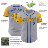 Custom Gray Gold-Royal Authentic Two Tone Baseball Jersey