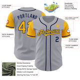 Custom Gray Gold-Navy Authentic Two Tone Baseball Jersey