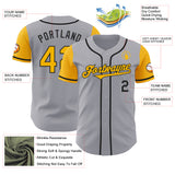 Custom Gray Gold-Black Authentic Two Tone Baseball Jersey