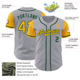 Custom Gray Gold-Green Authentic Two Tone Baseball Jersey