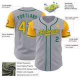 Custom Gray Gold-Kelly Green Authentic Two Tone Baseball Jersey