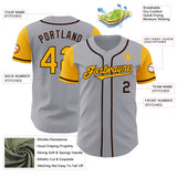 Custom Gray Gold-Brown Authentic Two Tone Baseball Jersey
