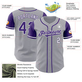 Custom Gray Purple-White Authentic Two Tone Baseball Jersey