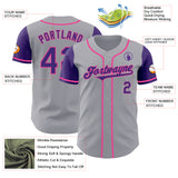 Custom Gray Purple-Pink Authentic Two Tone Baseball Jersey
