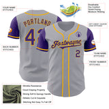 Custom Gray Purple-Gold Authentic Two Tone Baseball Jersey