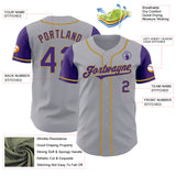 Custom Gray Purple-Old Gold Authentic Two Tone Baseball Jersey